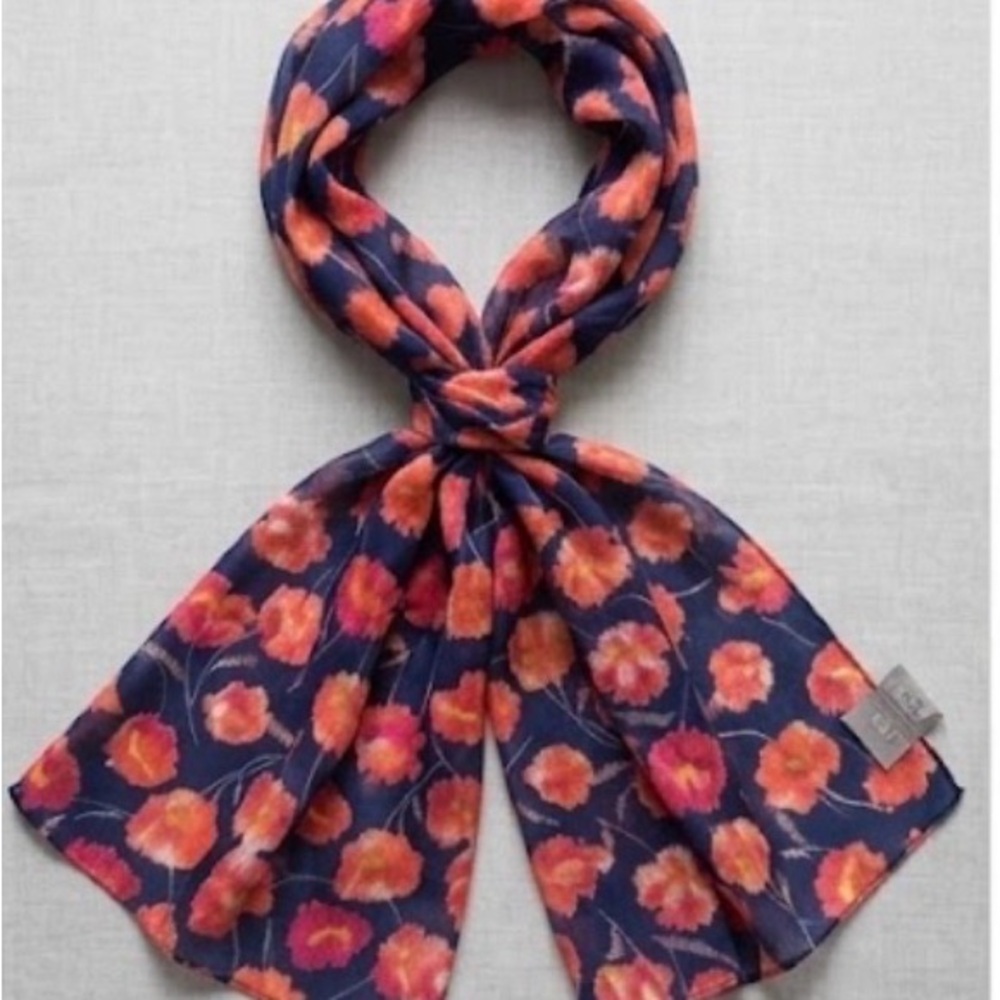 Floral Navy and Pink/Red Scarf